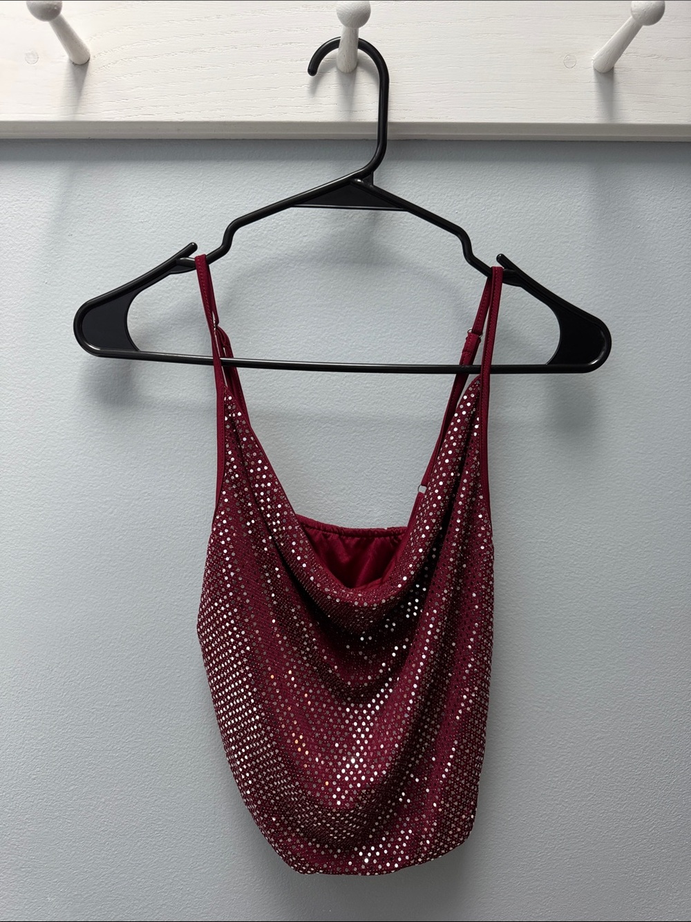 Sequin Cowl Neck Red Size Small